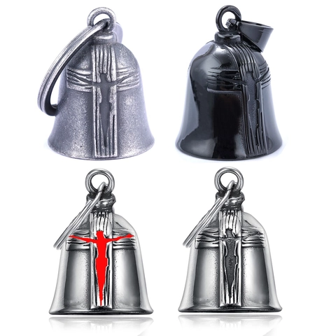 Pendente Campanella Del Guardiano Acciaio Inossidabile Moto Biker Fortuna Croce Gotico Lucido Vintage Per Uomini Donne