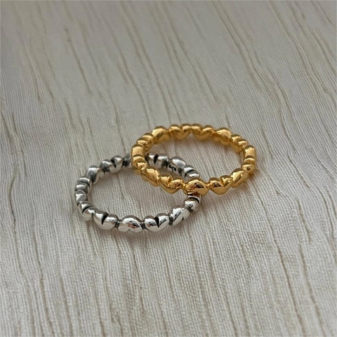 Anello Cuore In Argento Sterling 925 Piccoli Cuori Continui Gioielli Di Moda Semplici Vintage Per Donne