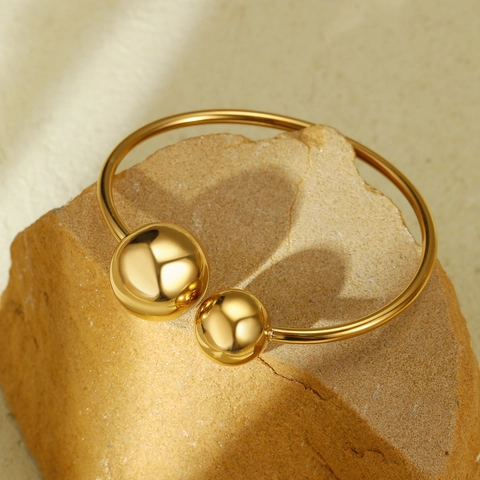 Set di Bracciali e Anelli in Acciaio Inossidabile a Goccia d'Acqua Irregolare Placcato Oro 18K Gioielli in Perla Artificiale