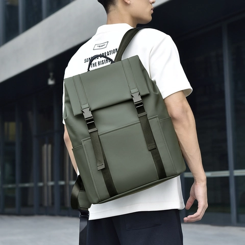 Mochila De Negocios Impermeable Mate Oxford Bolsa Laptop Solapa Hebilla Viaje Casual Hombres