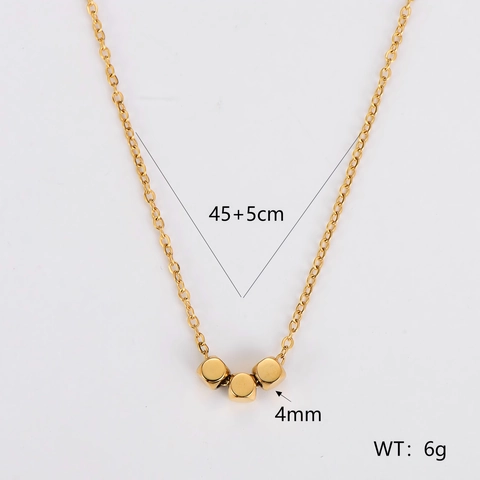 Collar Minimalista De Acero Inoxidable 304 Con Colgantes Cúbicos Para Mujer Estilo Ins Diseño Coreano Chapado En Oro 18K
