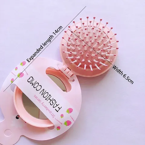 Spazzola Per Capelli Pieghevole Portatile Con Specchio Rotonda Massaggio Cuscino D'aria Antistatica Compatta Da Viaggio ABS