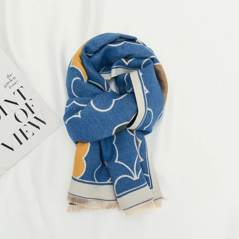 Kids Scarf Warm Windproof Soft Core-Spun Yarn Imitation Cashmere Tassel Cartoon Cloud Pattern For Boys Girls Winter