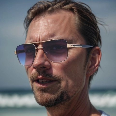 Lunettes De Soleil Carrées Pour Hommes Alliage Double Pont UV400 Verres Dégradés Mode Extérieur
