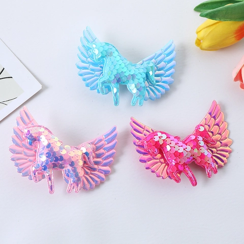 Mignon Pince à Cheveux Licorne Paillettes Enfants Dessin Animé Ailes d'Ange Pince Crocodile Filles Accessoires de Cheveux