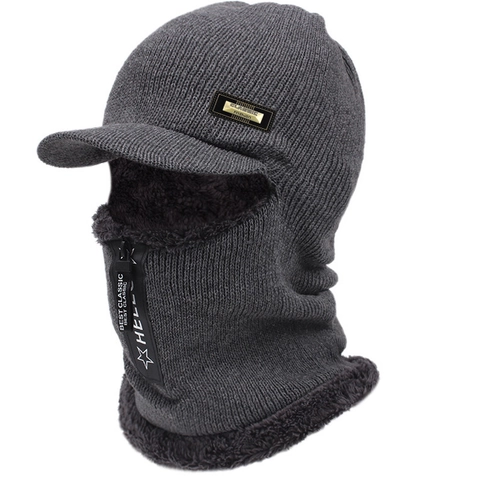 Passamontagna Invernale Cappello In Maglia Scaldacollo Integrato Acrilico Foderato In Pile Maschera Con Cerniera Caldo