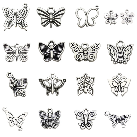 Butterfly Charms Pendants Zinc Alloy Vintage Ancient Silver Color For DIY Necklace Bracelet Jewelry Making Accessories