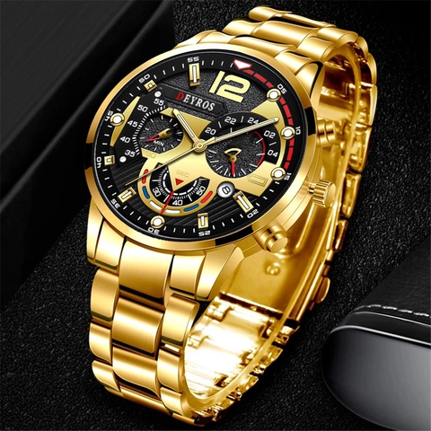 Men Quartz Watch Stainless Steel Strap Alloy Case Calendar Business Casual Fashion Analog Wristwatch