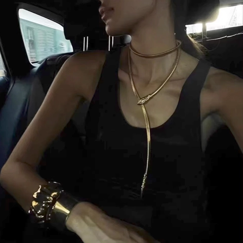 Snake Shaped Metal Waist Chain Belt For Women Flexible Link Body Jewelry Necklace Accessory