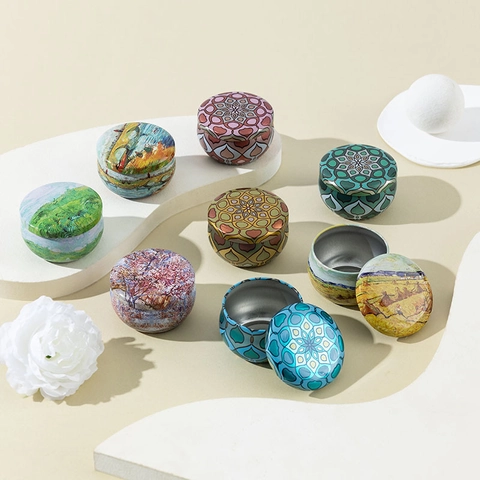 Geurkaars Blikken Ronde Metalen Blik Opbergpotten Met Deksels Voor DIY Snoep Cadeau Verpakking Decoratieve Patronen