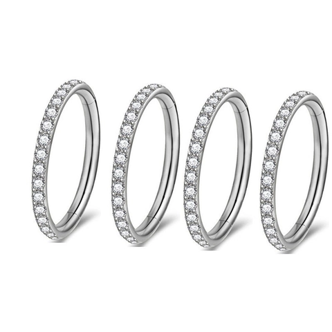 Anello al Naso in Titanio G23 Clicker a Cerniera Anello a Segmento per Uomo Donna con Strass Intarsiati Gioielli per Piercing al Corpo Orecchini Geometrici Unisex