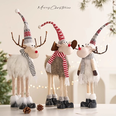 Christmas Reindeer Ornaments Nordic Plush Stuffed Elk Doll Desktop Floor Decoration Holiday Party Home Decor
