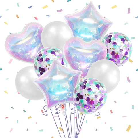 Ballons en Feuille d'Aluminium Irisés pour Décoration de Fête d'Anniversaire Papillon Cœur Étoile Laser Collection de Ballons Holographiques