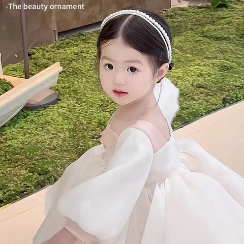 Elegante Künstliche Perlen Haarreifen Für Mädchen Kinder Weiß ABS Imitat Künstliche Perle Harz Blume Haarreifen Süßer Prinzessin Stil Party Haarschmuck