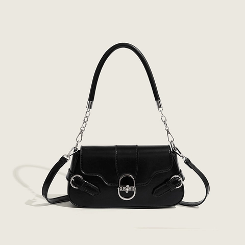 Borsa Sottobraccio Retro Da Donna In Pelle PU Liscia Borsa A Spalla Con Chiusura Metallica Argento Borsa A Patta Design