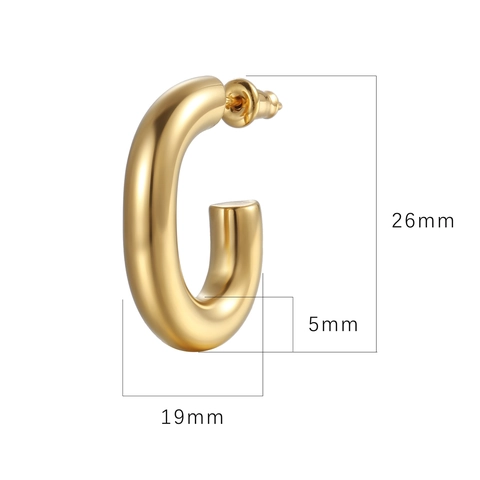 Orecchini A Cerchio Bombati A Forma Di C In Acciaio Inossidabile Placcato Oro 18 Carati Gioielli Di Moda Geometrici Ovali Per Donna