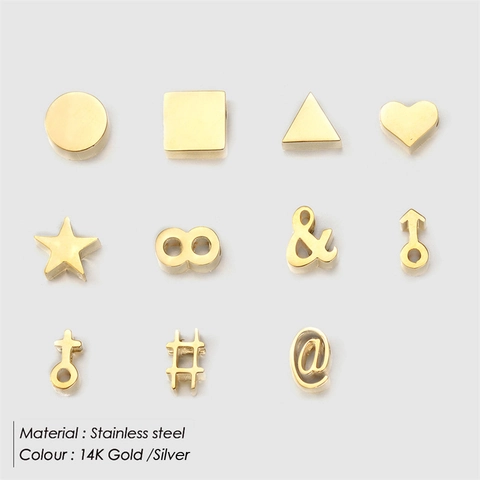 Stainless Steel Jewelry Pendant Charms Minimalist Geometric Heart Star Infinity Symbol Gold Plated For DIY Necklace Making