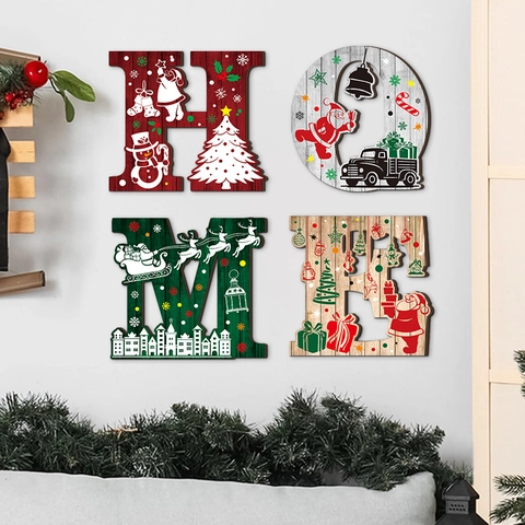 Home Buchstaben Holz Wandbehang Schild Weihnachten Winter Valentinstag Dekoration Für Wohnzimmer Und Eingangsbereich
