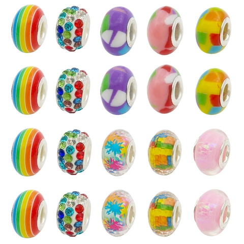 DIY Jewelry Making Charms Beads Alloy Enamel Glass Rhinestone Large Hole Cartoon Style For Girls Bracelet Necklace