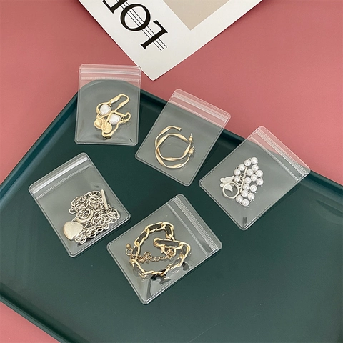 PVC Transparente Schmuck Aufbewahrungsbeutel Selbstklebend Anti Oxidation Tragbar Für Ohrringe Halsketten Ringe