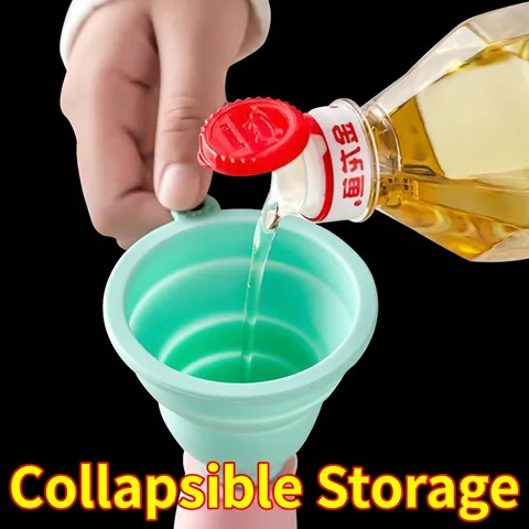 Imbuto In Silicone Pieghevole Cucina Trasferimento Liquidi Domestici Risparmio Spazio Con Foro Per Appendere TPR