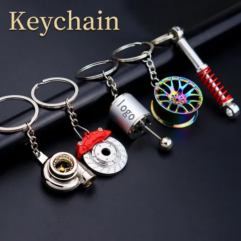Metall Auto Teile Schlüsselanhänger Turbo Schalthebel Felge Bremsscheibe Kolben Stoßdämpfer Kreatives Geschenk Für Autoliebhaber
