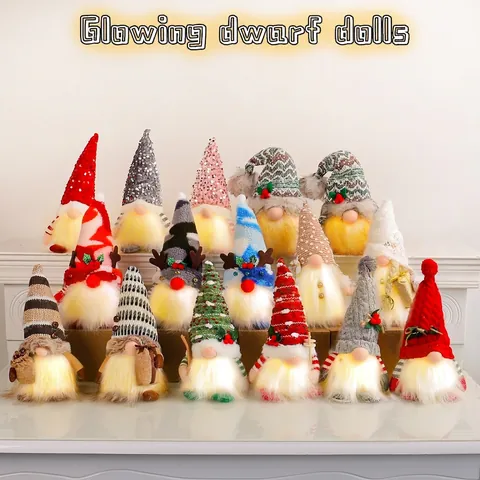 LED Leuchtende Weihnachtsgnom Puppen Pailletten Gestrickte Gesichtlose Rudolph Tischdeko Skandinavische Tomte Deko