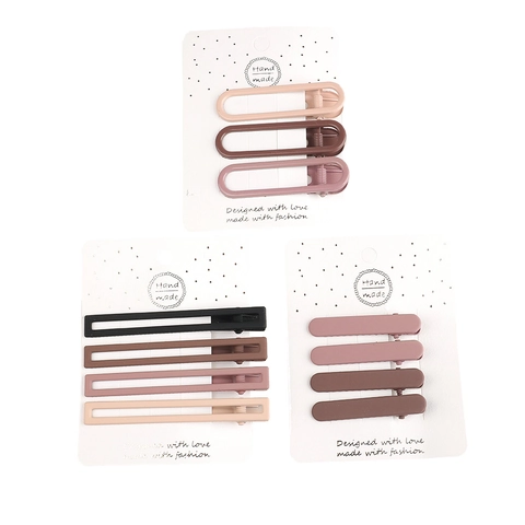 Matte Legering Haarclips Morandi Kleur Minimalistisch Geometrisch Eendenbek Pony Spelden Hoofddeksels Dames