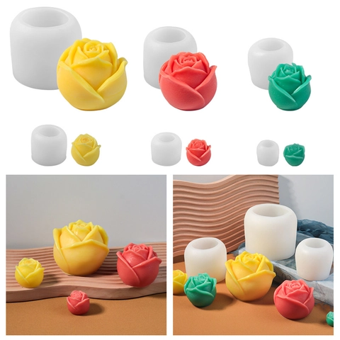 Roos Bloem Siliconen Mal 3D Geurkaars Zeep Maken Hars Gips Ambacht Romantisch Floraal Doe-het-zelf Bakgereedschap