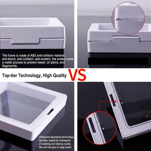 3D Floating Suspension Jewelry Display Box Plastic Case With PE Film For Rings Earrings Coins Specimens Dustproof Organizer