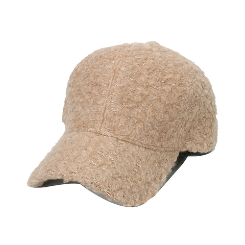 Gorra De Béisbol Para Mujer Invierno Cálida Sherpa Vellón Peluche Punto Color Sólido Ajustable Exterior Visera Curva