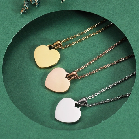 Heart Pendant Necklace 304 Stainless Steel 18K Gold Plated Minimalist Mirror Polished Fashion Jewelry For Women Couples