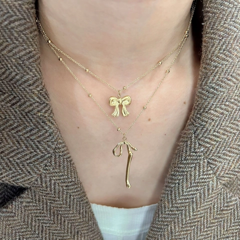 Collana Con Pendente In Acciaio Inossidabile Placcato Oro Fiocco Stella Croce Ciondoli Geometrici Catena Di Perline Donna