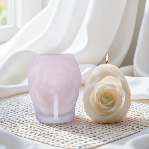 Molde De Silicona Bola De Flor De Rosa DIY Vela Aromática Forma De Huevo Rosa Hueca Ornamento Aromaterapia Silicona Alimentaria