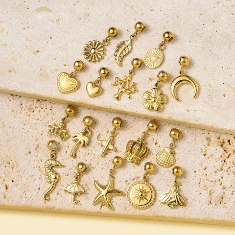 DIY Charm Pendants Gold Plated Stainless Steel With Rubber Stopper Slider Beads For Jewelry Making Bracelet Necklace