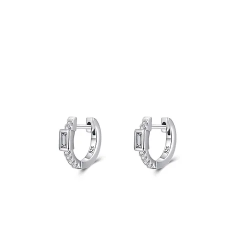 Orecchini A Cerchio In Argento Sterling 925 Minimalisti Con Zirconia Rettangolare Gioielli Geometrici Da Donna Stile Moderno