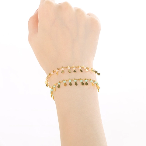 Bracciale Di Rame Alla Moda Con Perline Colorate E Ciondoli A Goccia D'oro Gioielli Per Donna
