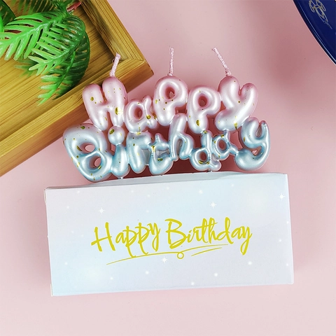 Happy Birthday Love Letter Candles Metallic Gradient Starry Sky Galactic Paraffin Wax Cake Toppers Party Decorations