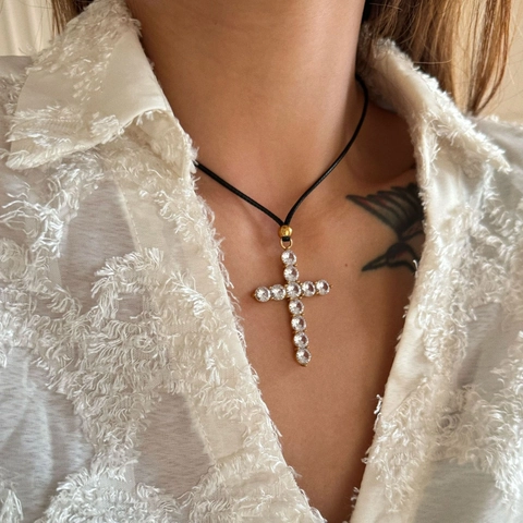 Verstellbare Kreuz Anhänger Halskette Edelstahl Gold Silber Strass Eingelegt Religiöser Modeschmuck Für Damen Alltag