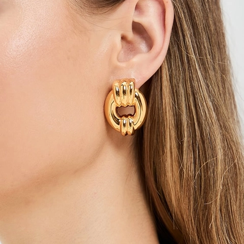 Knot Stud Earrings Stainless Steel Waterproof Gold Silver Plated Chunky Geometric Vintage Jewelry For Women