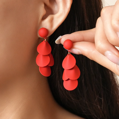 Matt Lackierte Blütenblatt Ohrhänger Mit 925 Sterling Silber Ohrstecker Retro Mehrlagiger Blumenschmuck Für Damen
