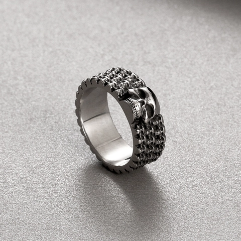 Skull Head Ring Stainless Steel Gothic Retro Punk Vintage Hardcore Biker Jewelry For Men