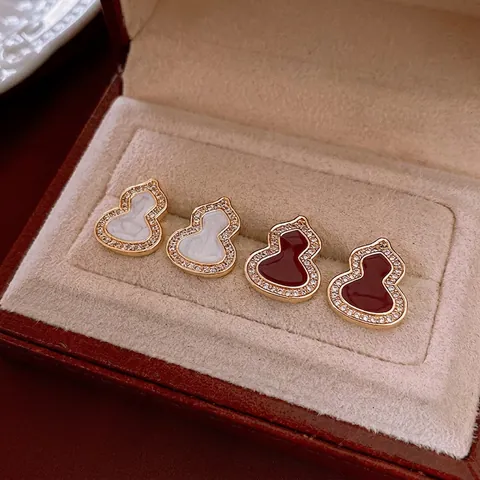 Orecchini Wu Lou Zucca Rame Zircone Con Perno In Argento Vintage Stile Cinese Gioielli Di Lusso