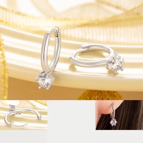 Minimalistische Huggie Hoop Oorbellen Met Zirkoon Koper Eenvoudige Zoete Stijl Voor Dames Verzilverde Sieraden