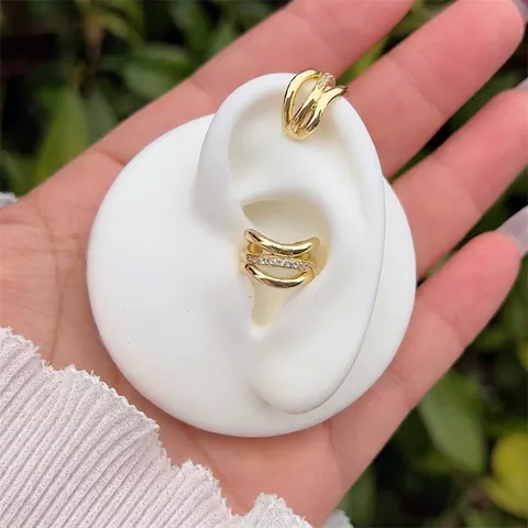 Ear Cuffs In Rame Placcato Oro 18K Non Forati Farfalla Geometrica Stella Orecchini Per Donna Con Zirconia