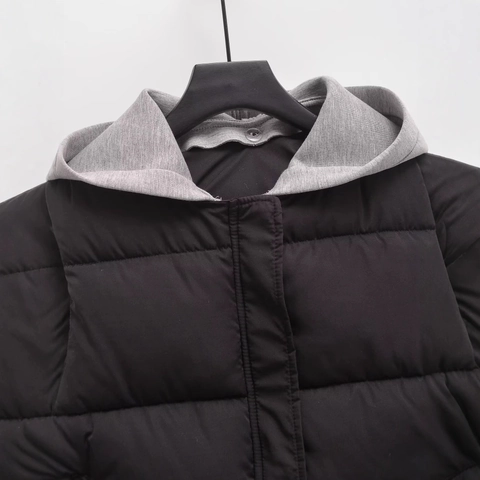 Gilet Imbottito Da Donna Con Cappuccio Senza Maniche Giacca Trapuntata Colore A Contrasto Inverno