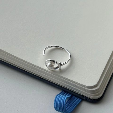 925 Sterling Silver Ring With Freshwater Pearl Adjustable Open Knotted Minimalist Elegant Jewelry For Women