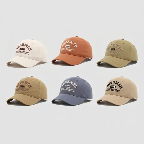 Cappello Da Baseball Per Bambini Cotone Ricamato Lettera Retro Stile High School Berretto Da Sole Regolabile All'aperto