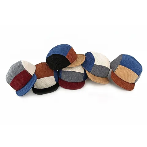 Cappellino Da Baseball In Velluto A Coste Patchwork Con Tesa Corta Regolabile Cappello Da Camper Multi Pannelli Retro