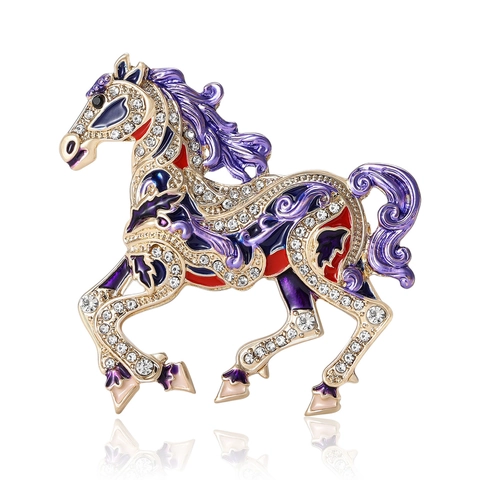 Graziosa Spilla A Cavallo In Lega Smalto Strass Spilla Animale Gioielli Per Donna Accessorio Per Abbigliamento Vintage Regalo